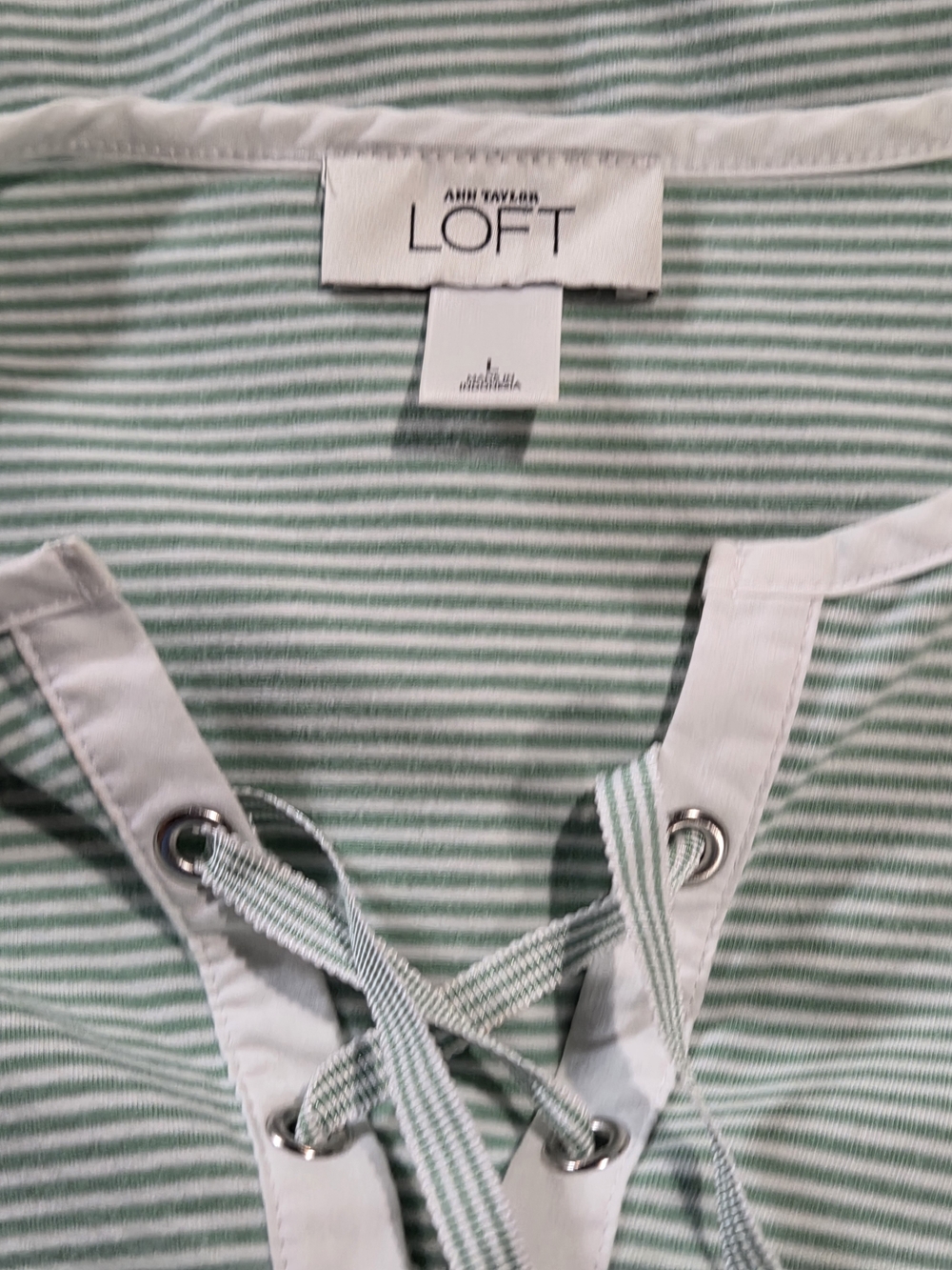 LOFT Mint & White Striped Lace-Up Tunic - Picture 6 of 11